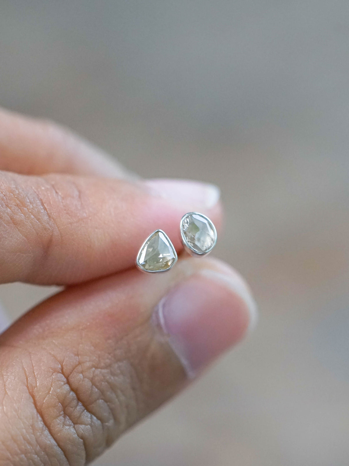 Rose Cut Diamond Earrings in Sterling Silver