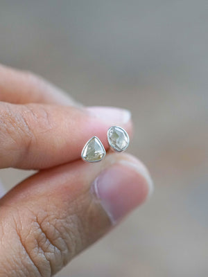 Rose Cut Diamond Earrings in Sterling Silver