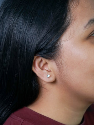 Rose Cut Diamond Earrings in Sterling Silver