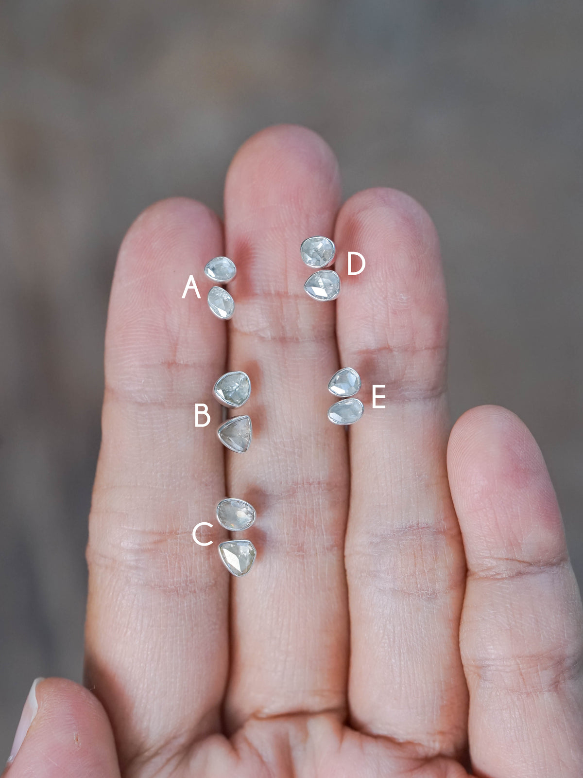 Rose Cut Diamond Earrings in Sterling Silver