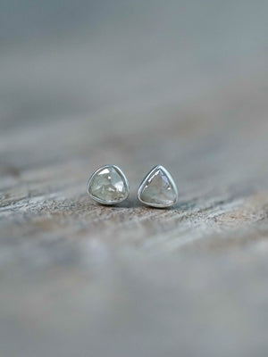 Rose Cut Diamond Earrings in Sterling Silver