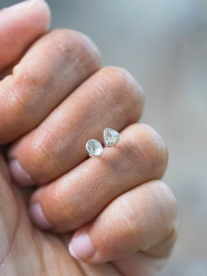 Rose Cut Diamond Earrings in Sterling Silver