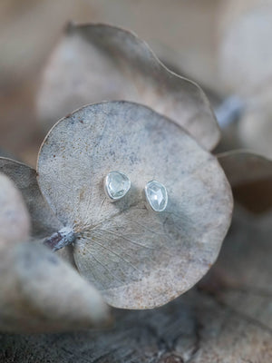 Rose Cut Diamond Earrings in Sterling Silver