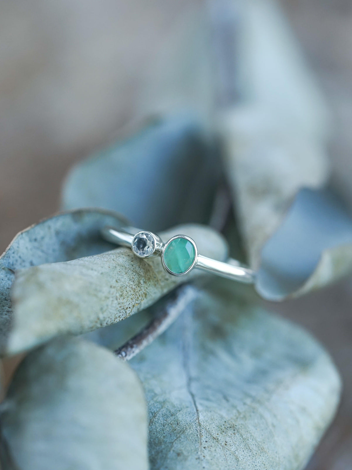 Rose Cut Emerald and Moonstone Ring - Gardens of the Sun | Ethical Jewelry