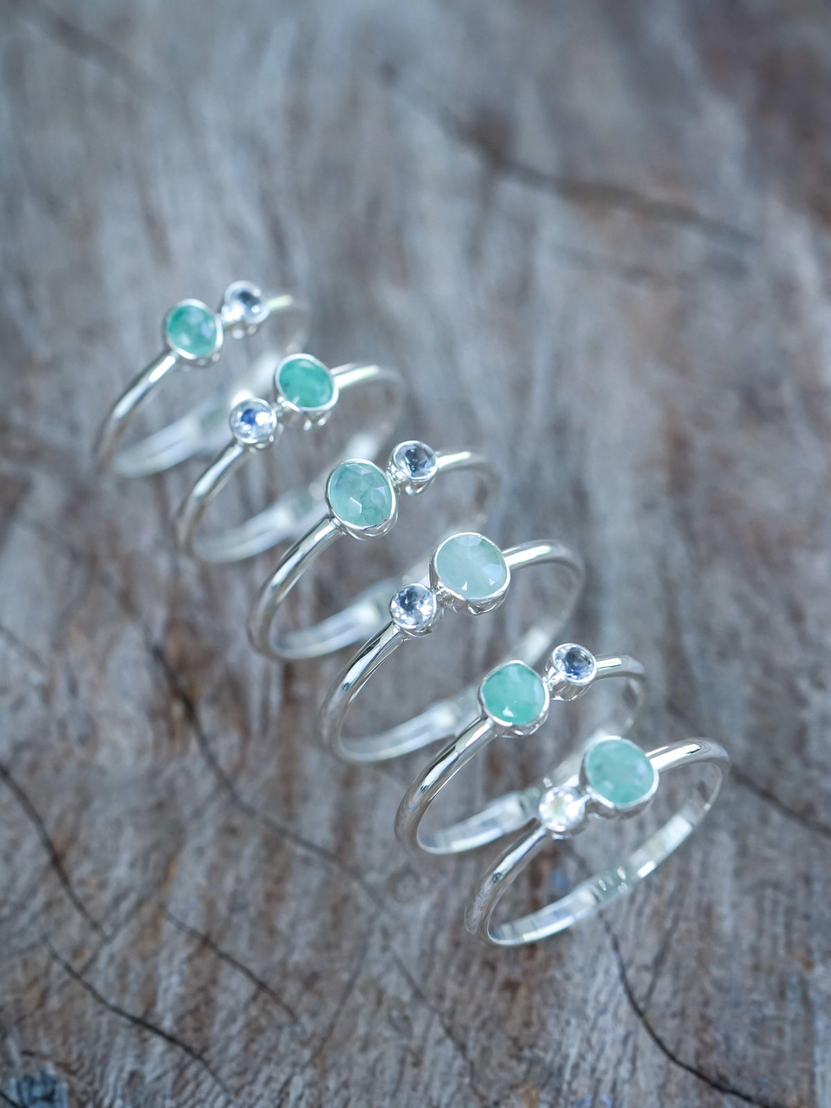 Rose Cut Emerald and Moonstone Ring - Gardens of the Sun | Ethical Jewelry
