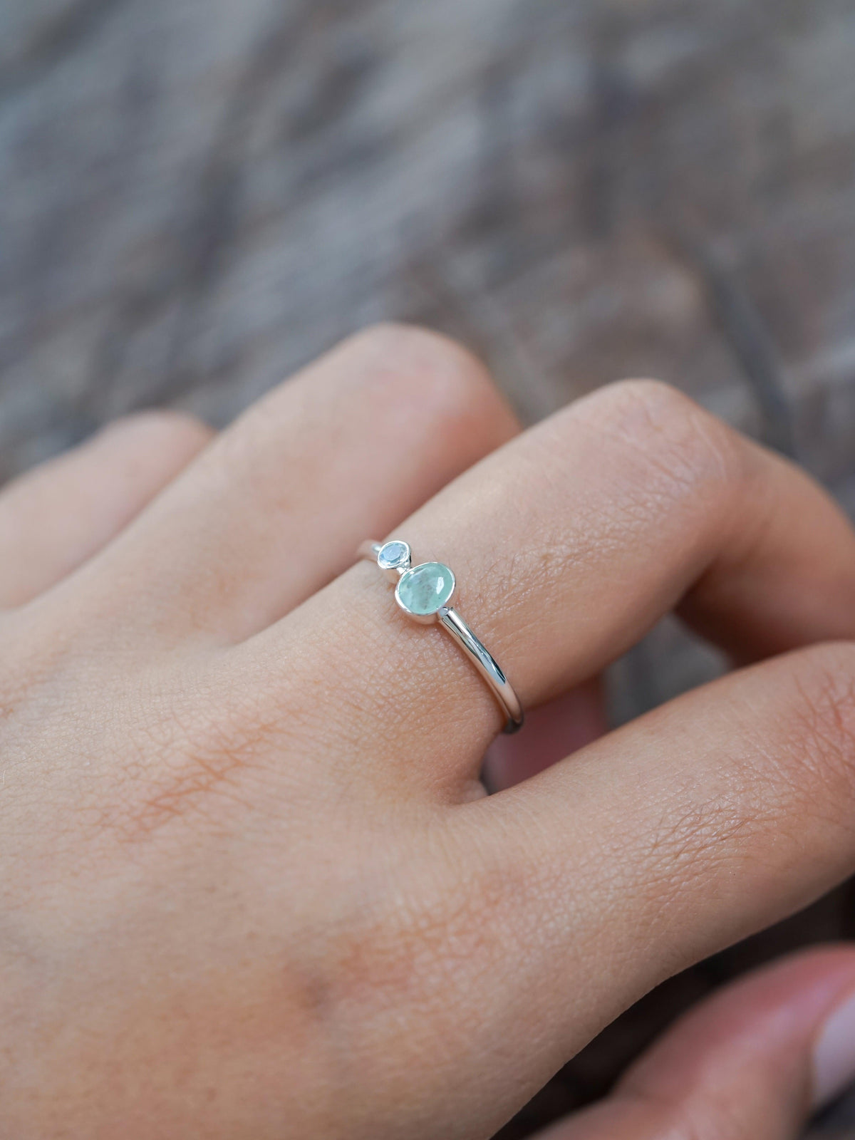 Rose Cut Emerald and Moonstone Ring - Gardens of the Sun | Ethical Jewelry