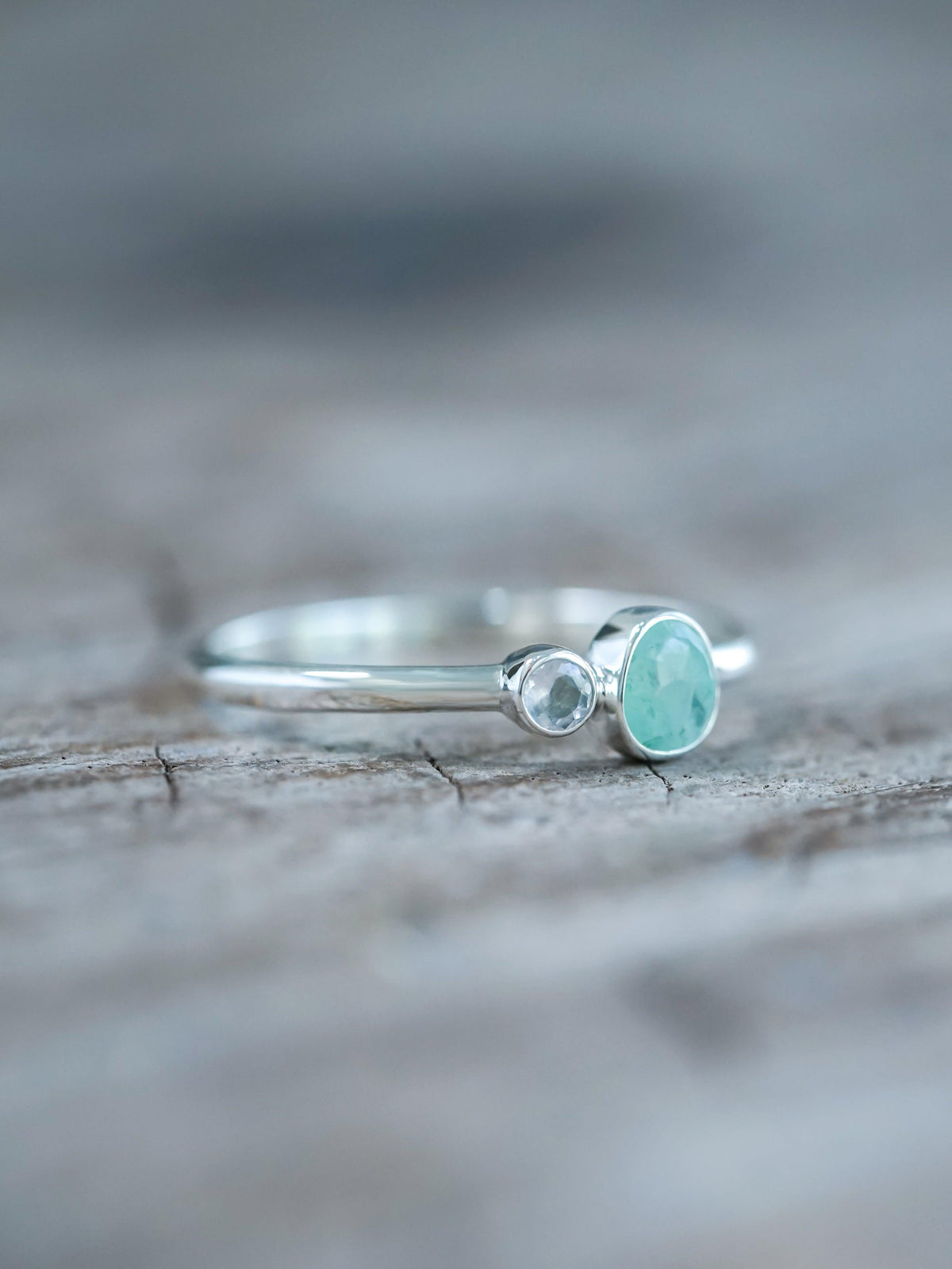 Rose Cut Emerald and Moonstone Ring - Gardens of the Sun | Ethical Jewelry