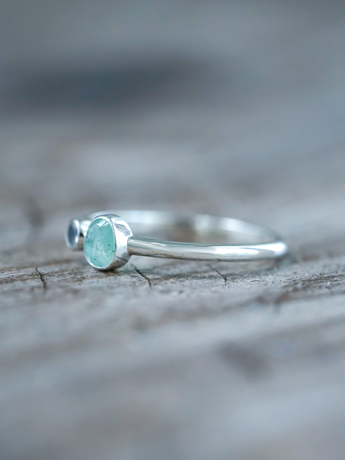Rose Cut Emerald and Moonstone Ring - Gardens of the Sun | Ethical Jewelry