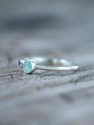 Rose Cut Emerald and Moonstone Ring