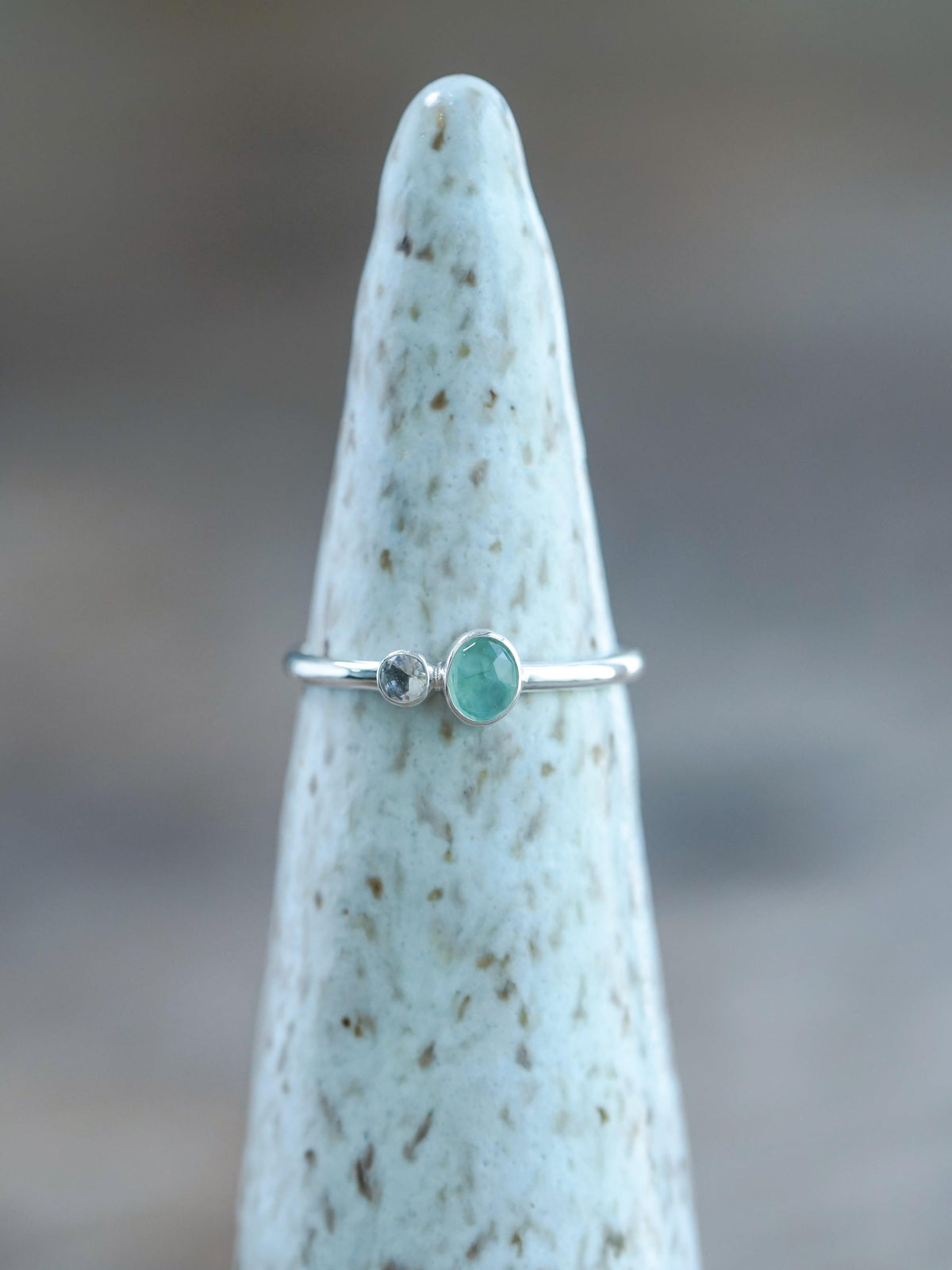Rose Cut Emerald and Moonstone Ring - Gardens of the Sun | Ethical Jewelry