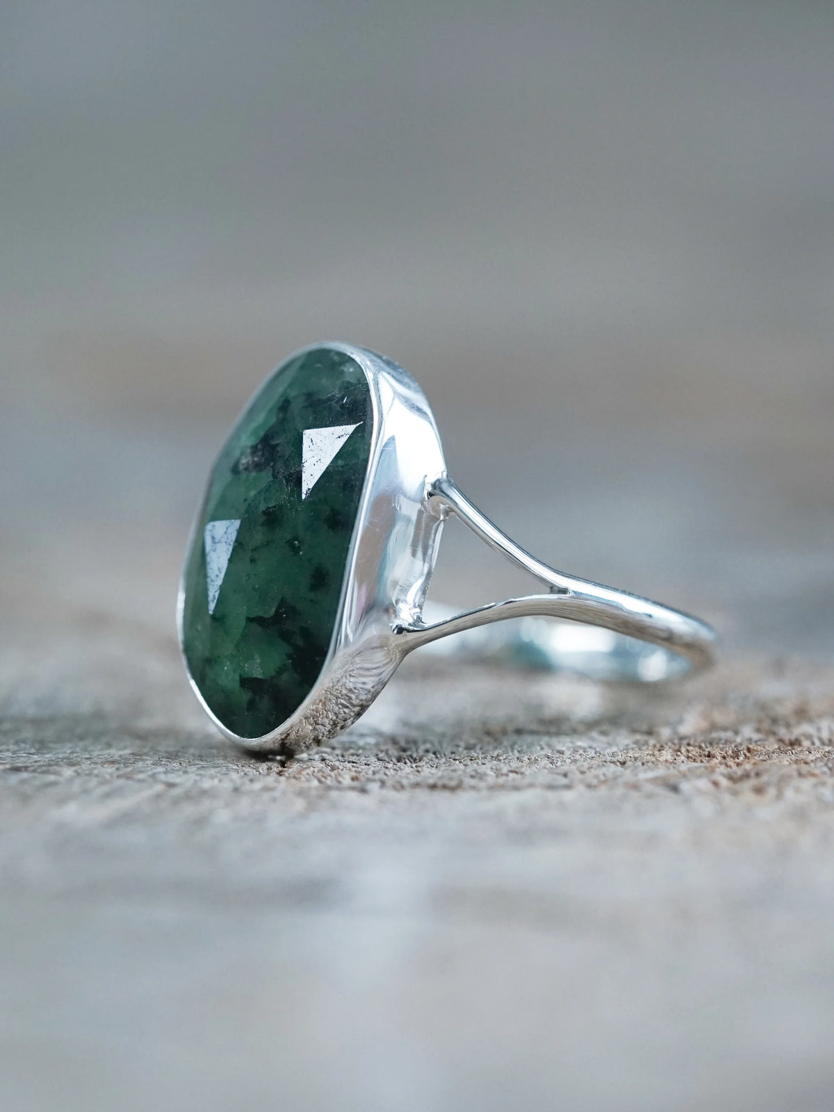 Rose Cut Emerald Ring