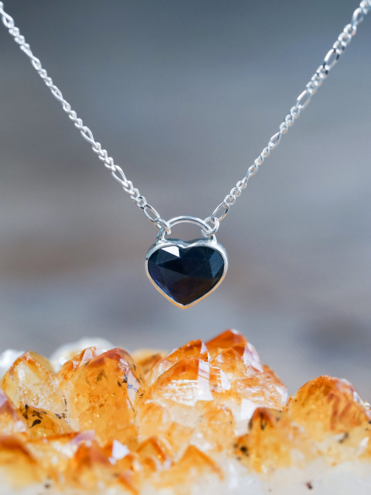 Rose Cut Heart Sapphire Necklace