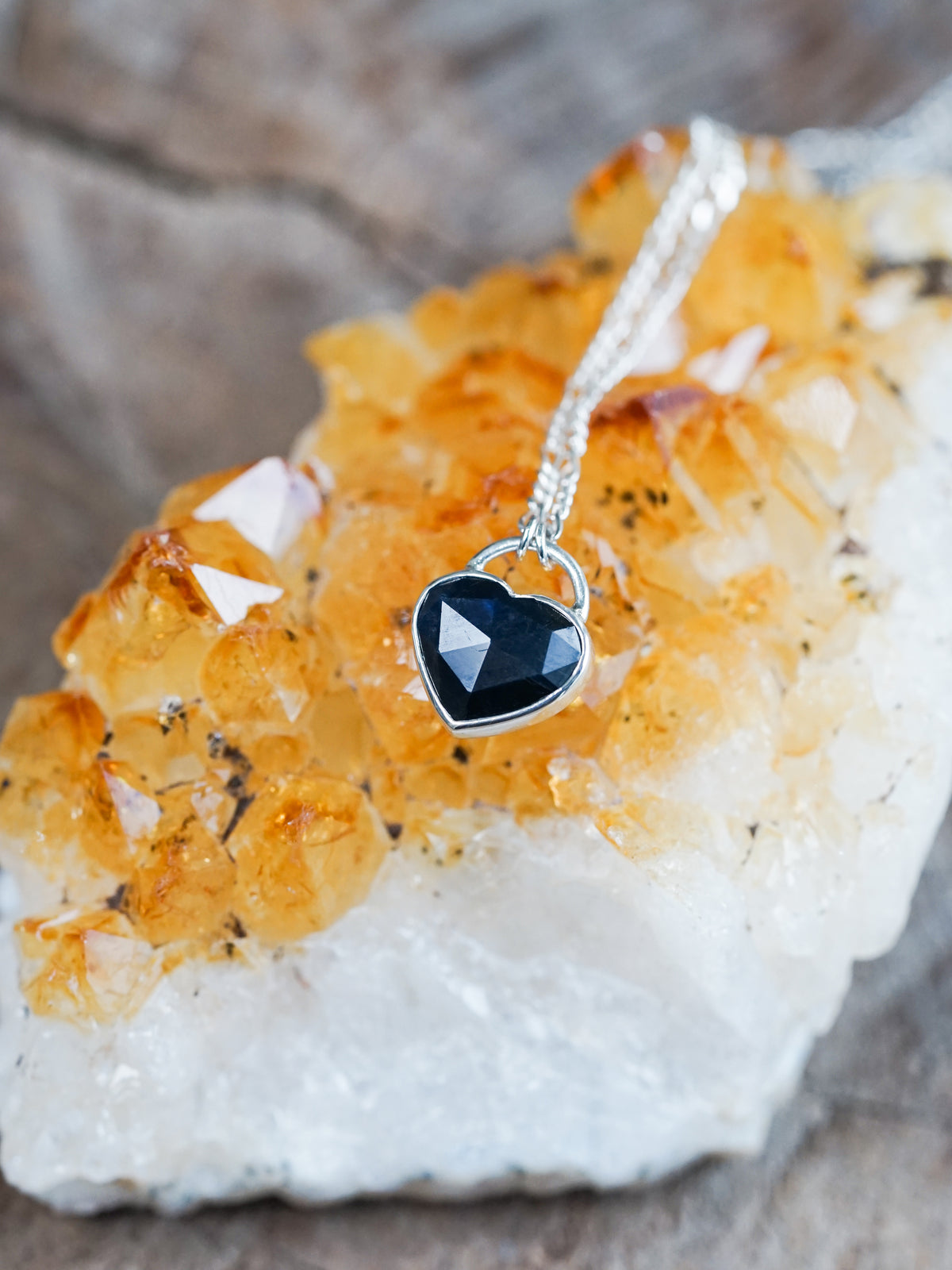 Rose Cut Heart Sapphire Necklace