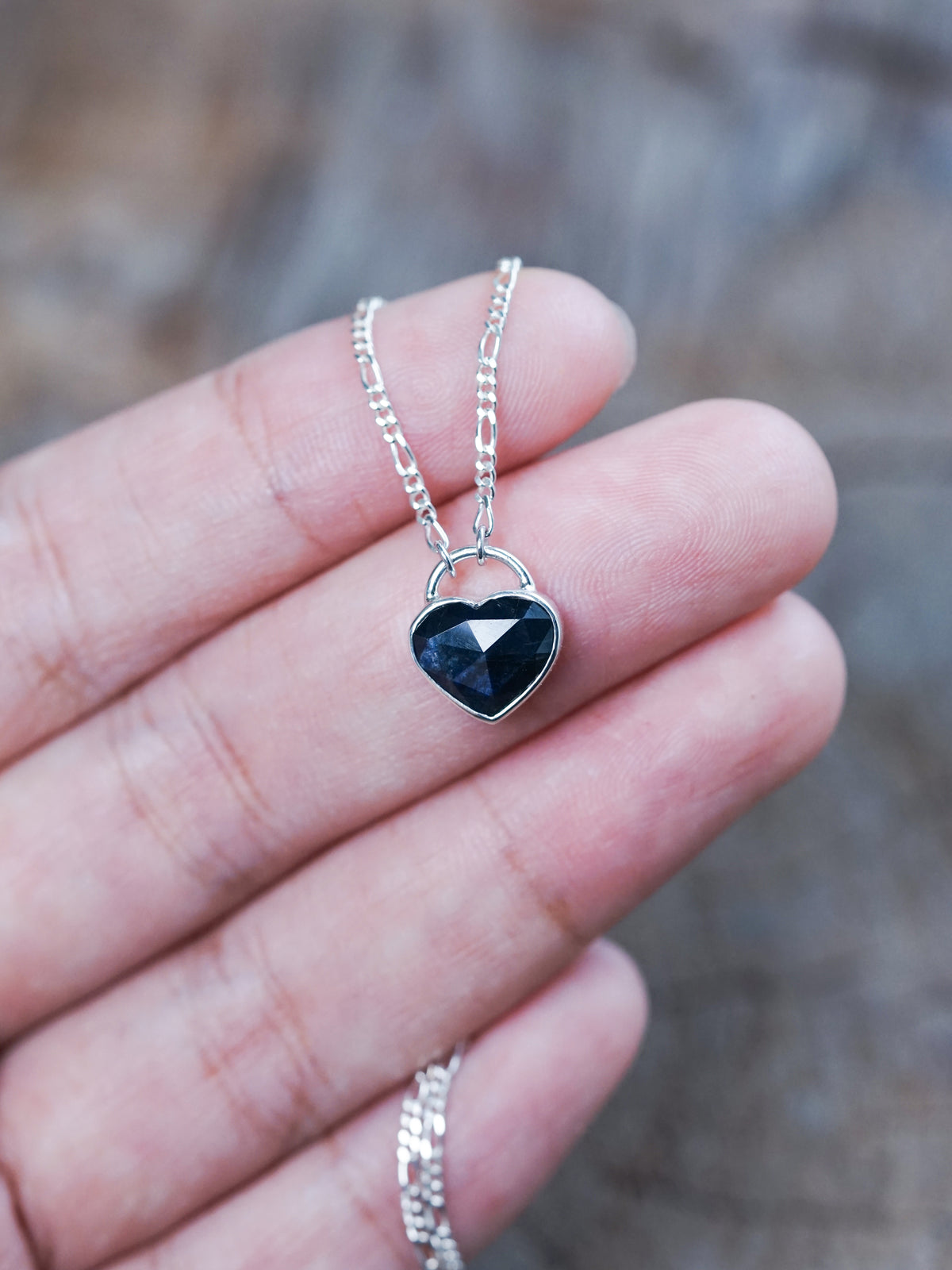 Rose Cut Heart Sapphire Necklace