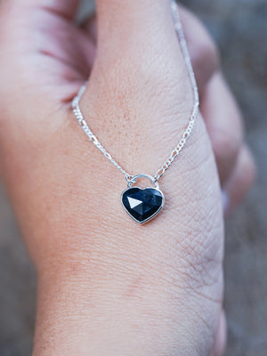 Rose Cut Heart Sapphire Necklace