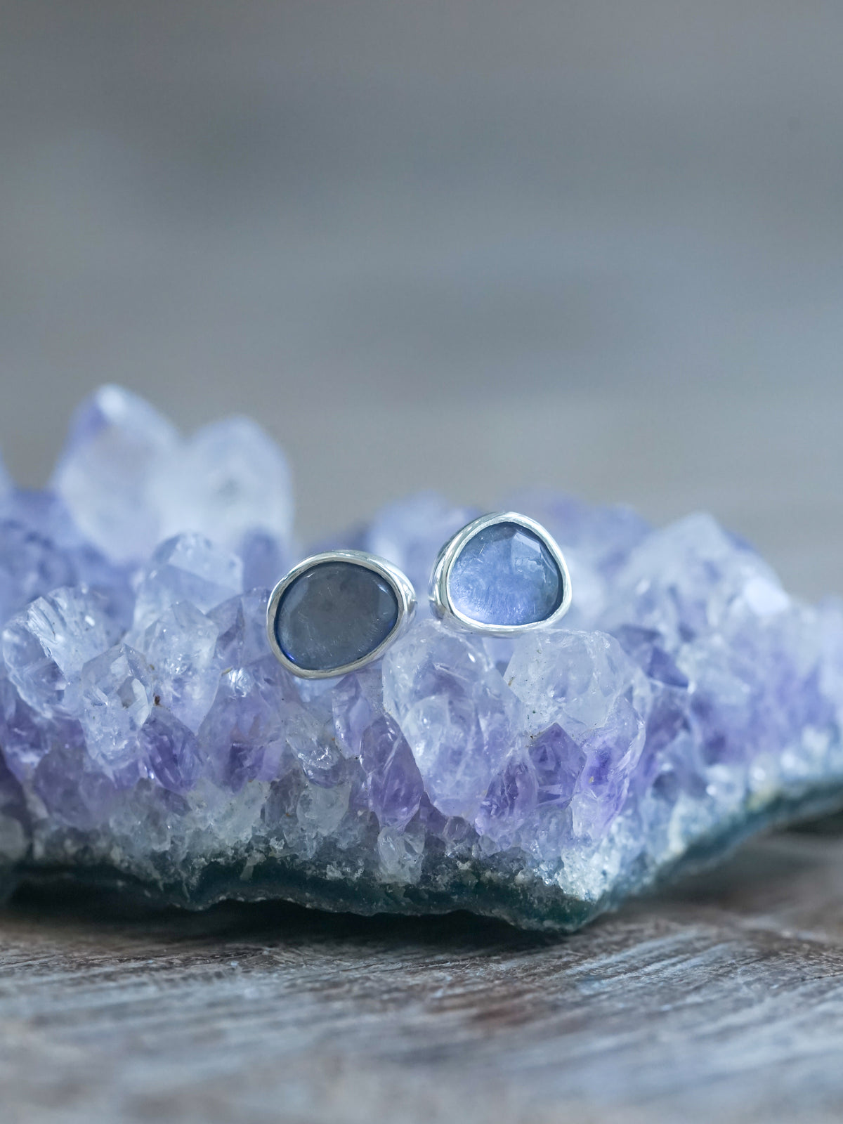 Rose Cut Iolite Earrings - Gardens of the Sun | Ethical Jewelry