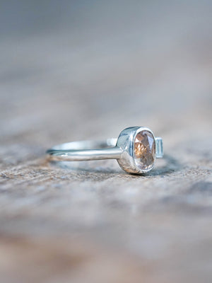 Rose Cut Montana Sapphire and Diamond Ring