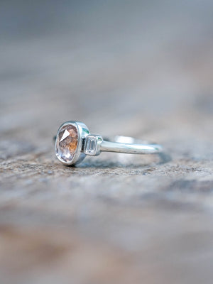 Rose Cut Montana Sapphire and Diamond Ring