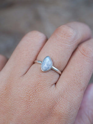 Rose Cut Moonstone Ring in Silver