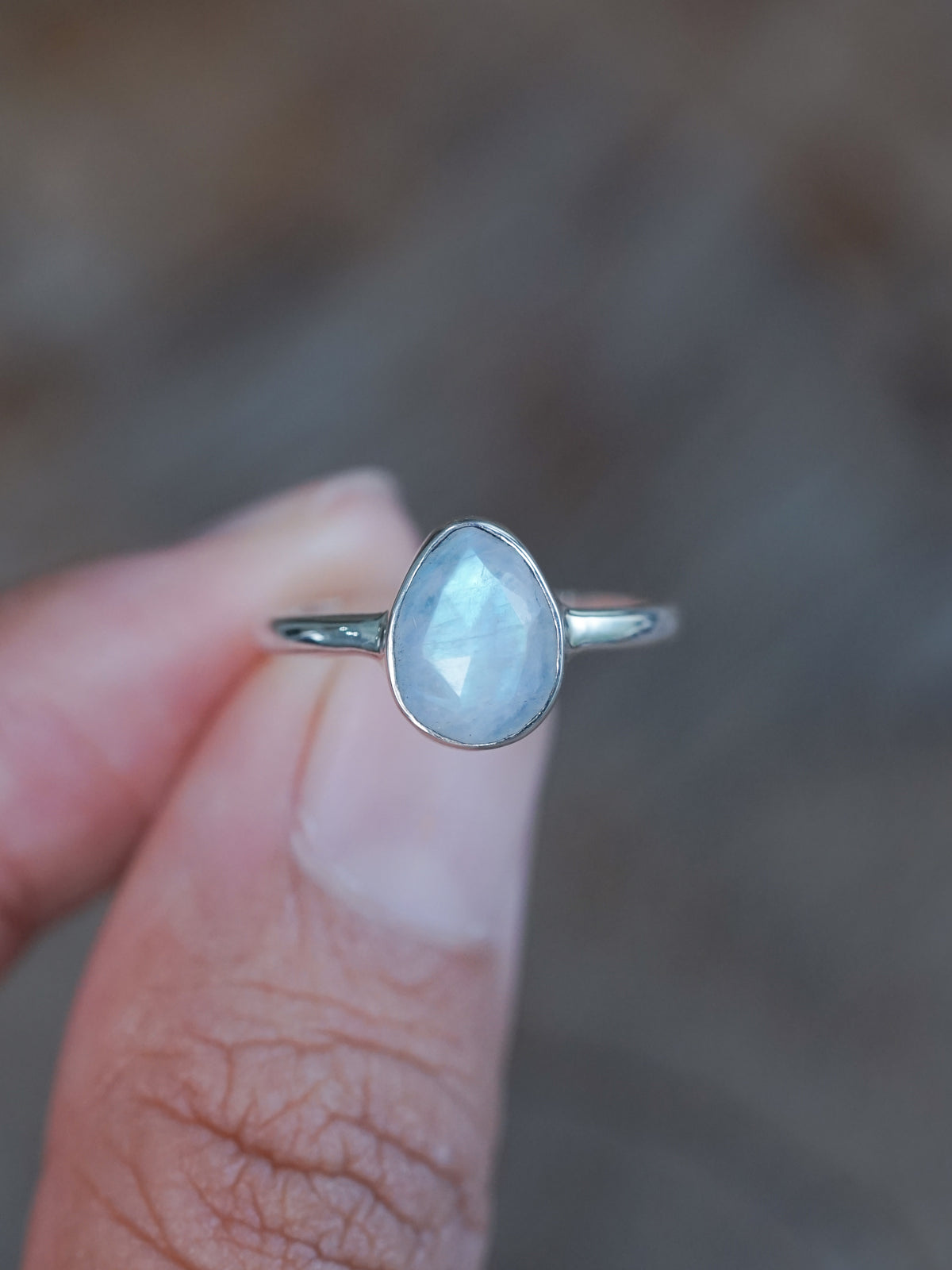 Rose Cut Moonstone Ring in Silver