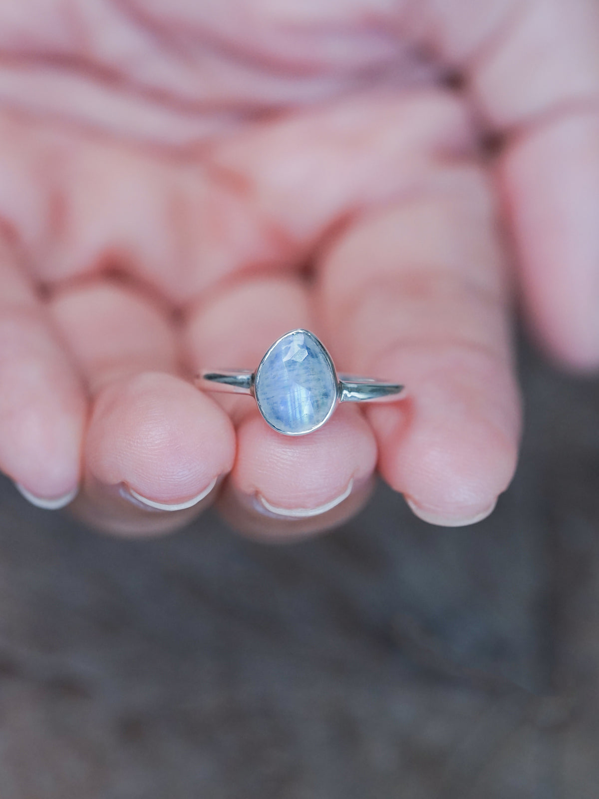Rose Cut Moonstone Ring in Silver