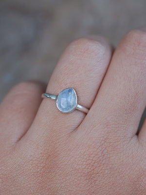 Rose Cut Moonstone Ring in Silver