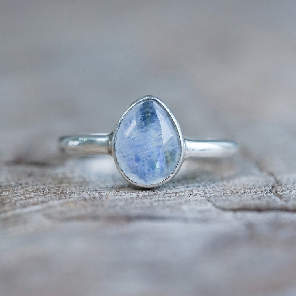 Rose Cut Moonstone Ring in Silver