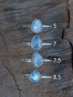 Rose Cut Moonstone Ring in Silver