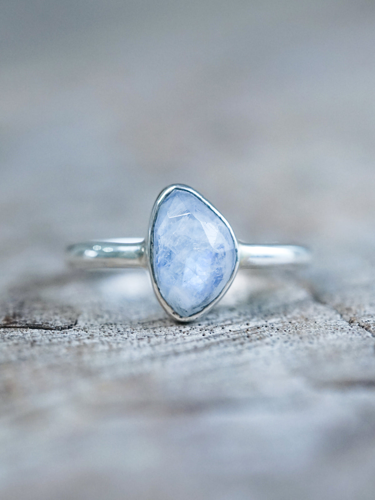 Rose Cut Moonstone Ring in Silver