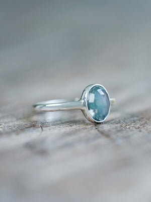 Rose Cut Oval Moss Agate Ring