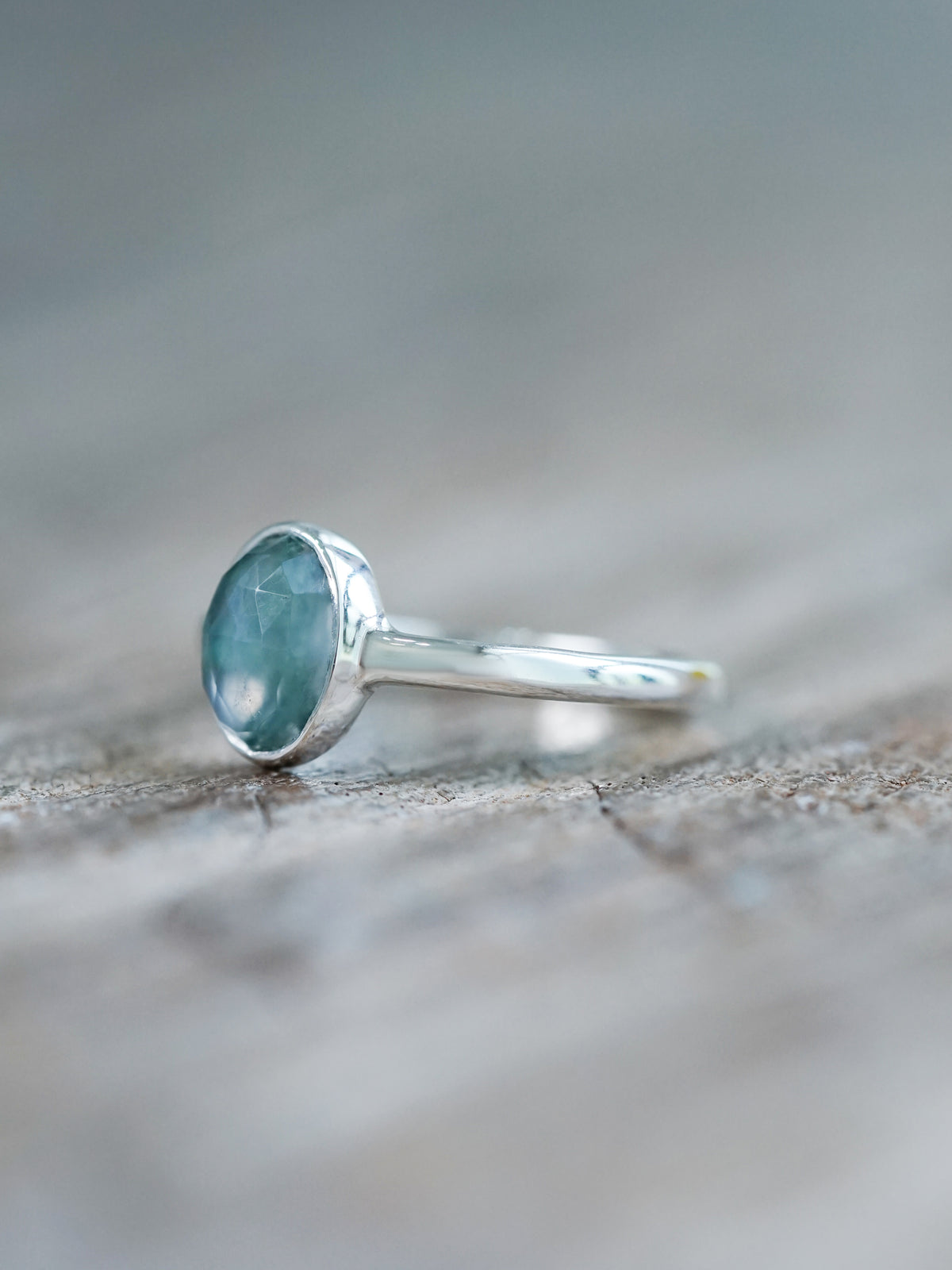 Rose Cut Oval Moss Agate Ring