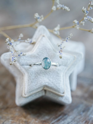Rose Cut Oval Moss Agate Ring