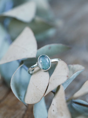 Rose Cut Oval Moss Agate Ring