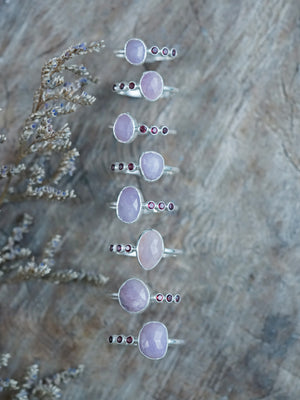 Rose Cut Sapphire and Garnet Ring