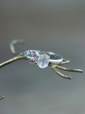 Rose Quartz, Ruby and Pink Sapphire Ring