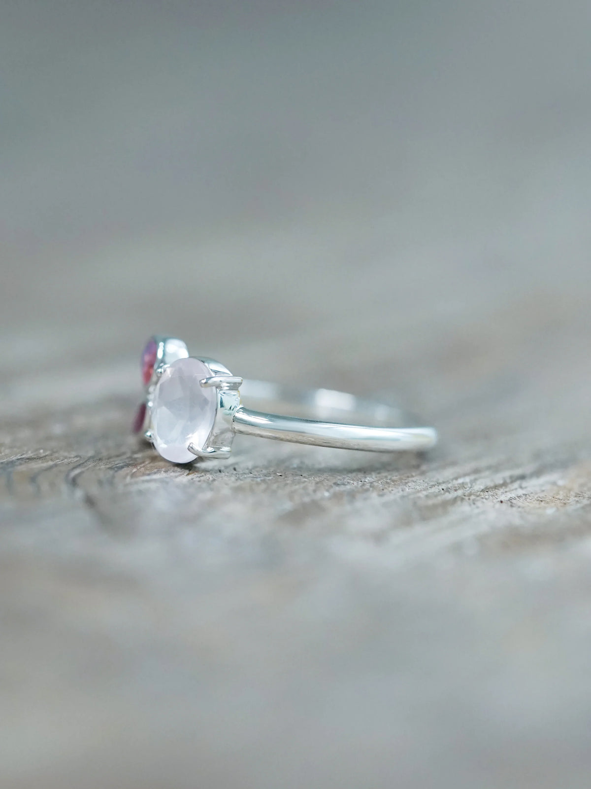 Rose Quartz, Ruby and Pink Sapphire Ring