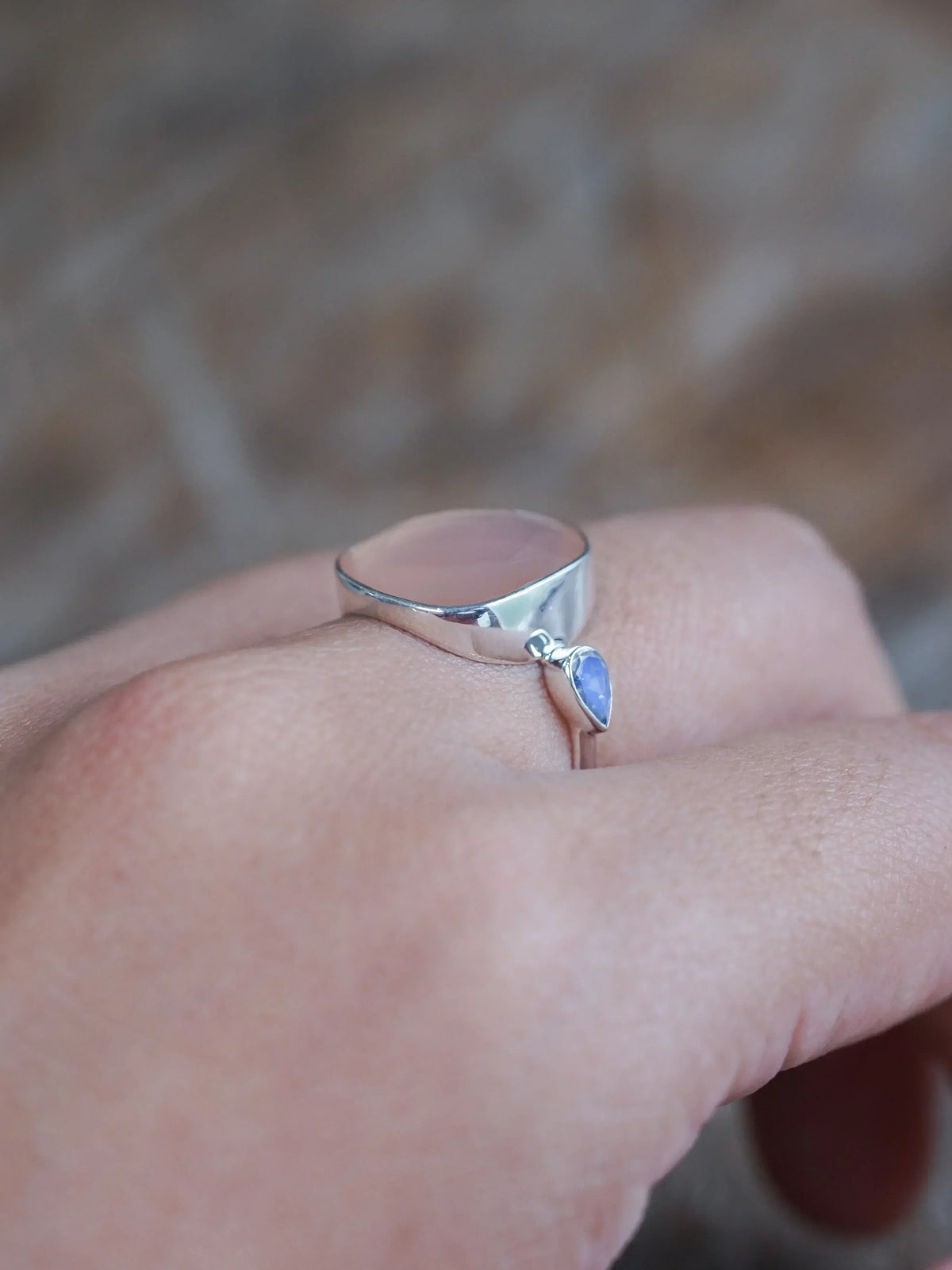 Rose Quartz and Moonstone Ring