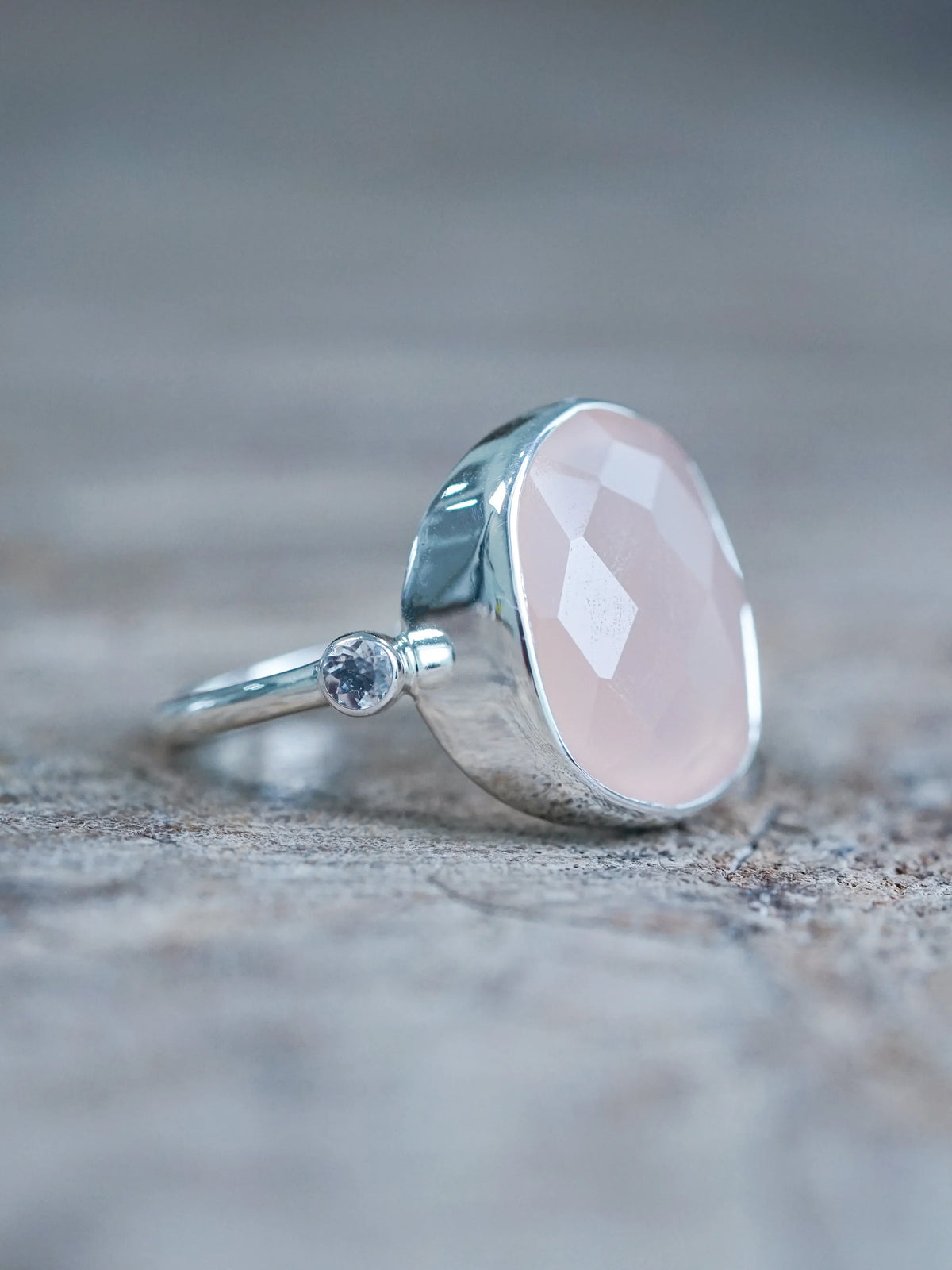 Rose Quartz and Moonstone Ring