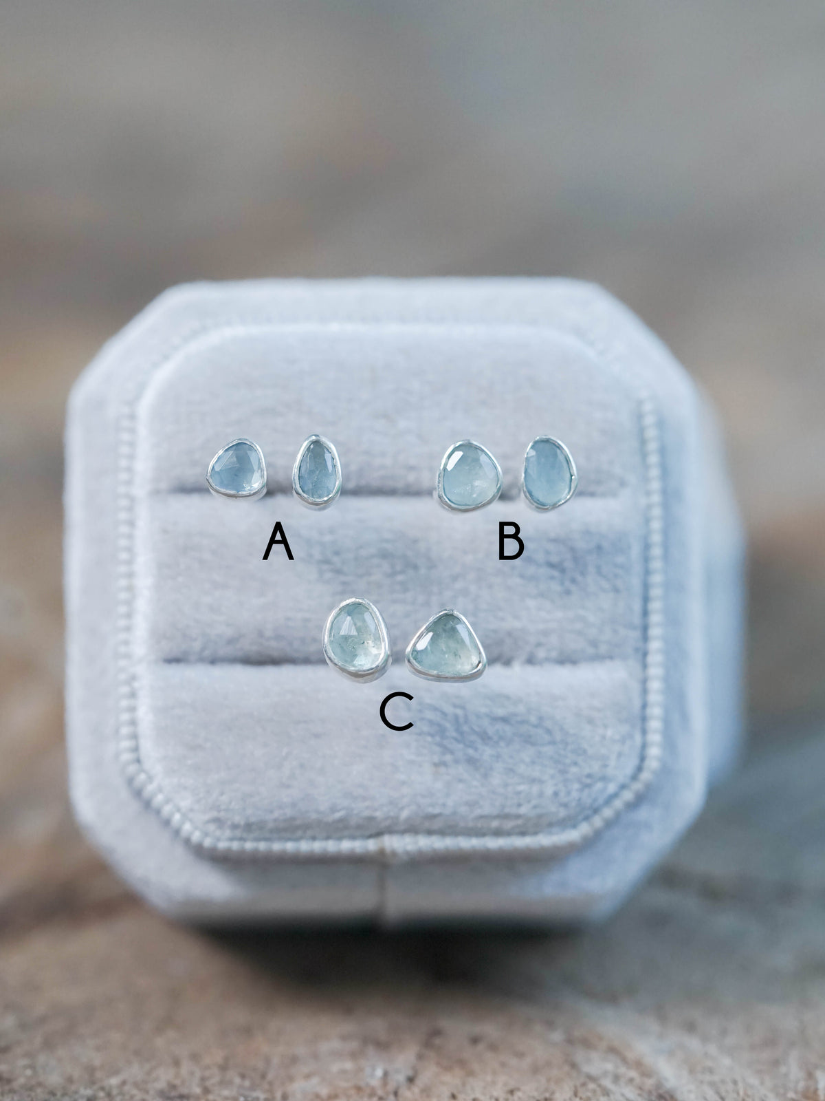 Rose Cut Blue Sapphire Earrings Sterling Silver