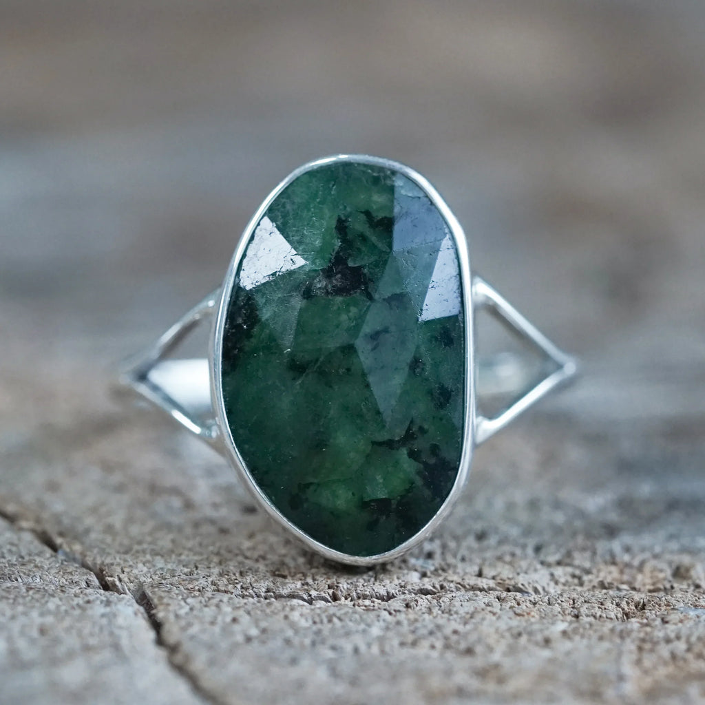 Rose Cut Emerald Ring