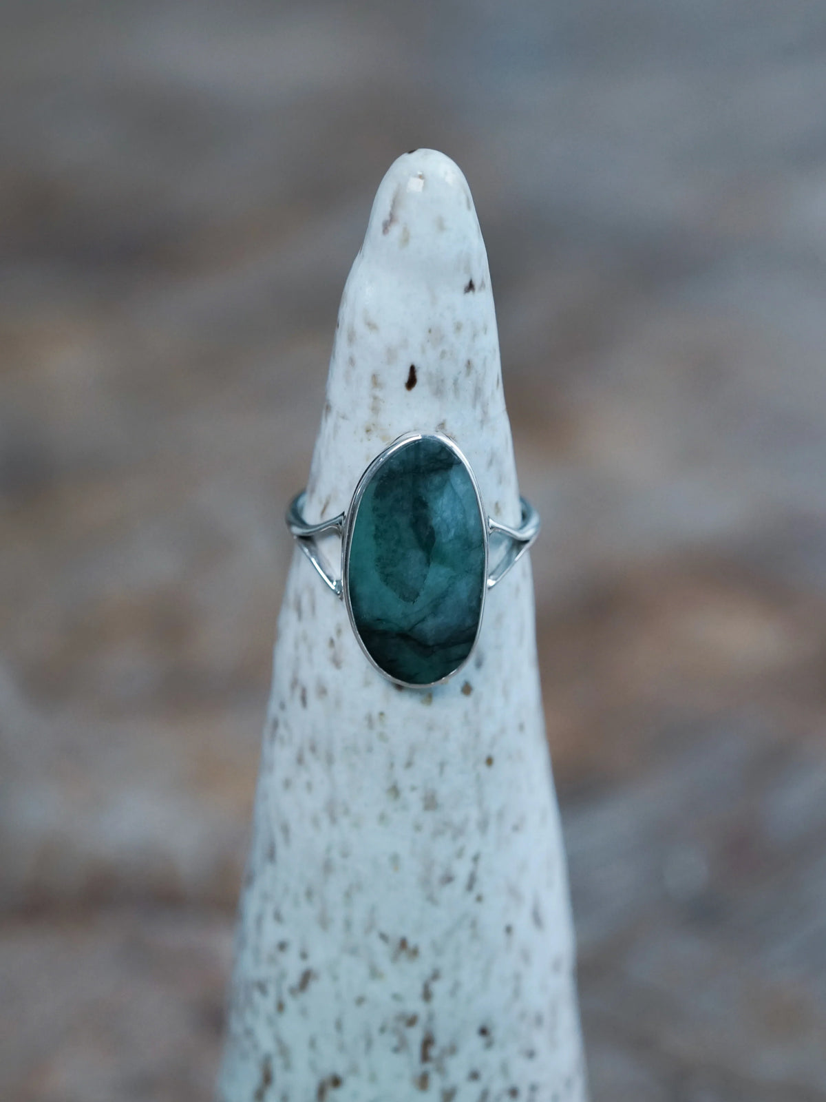 Rose Cut Emerald Ring handmade in Silver