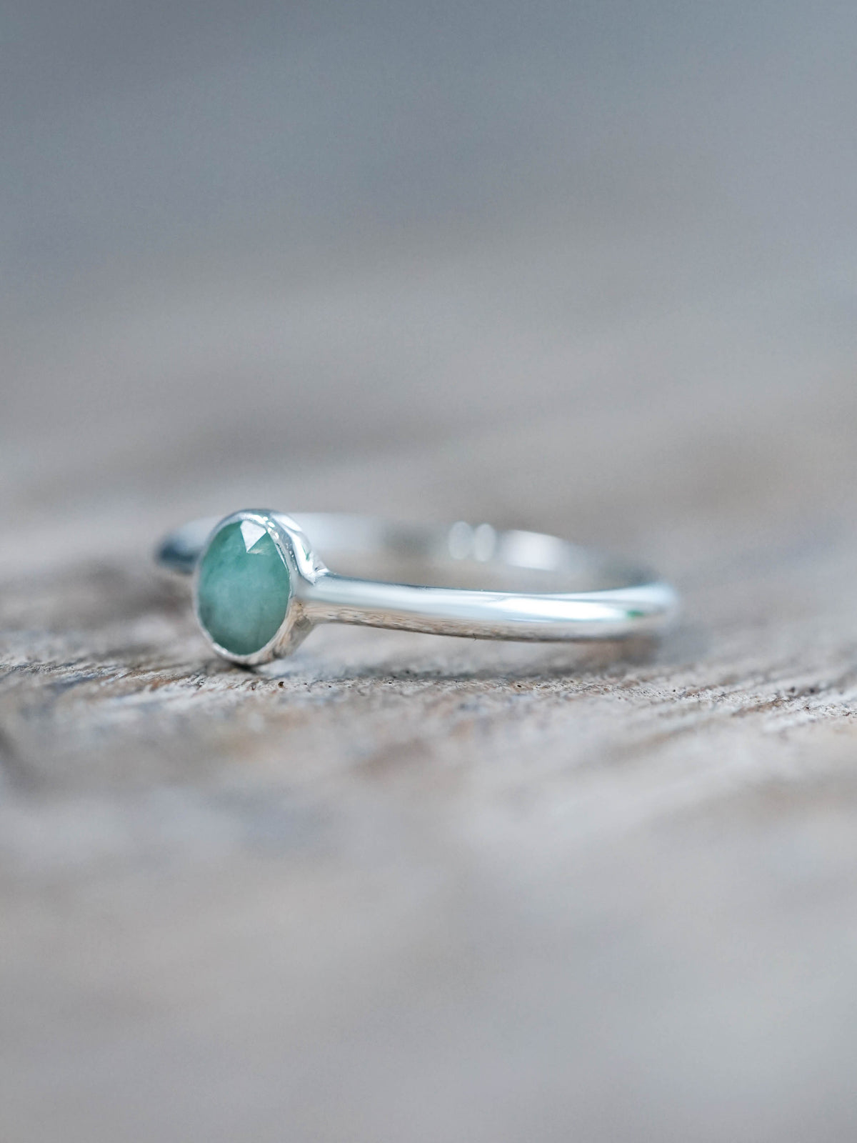 Rose Cut Emerald Ring in Silver