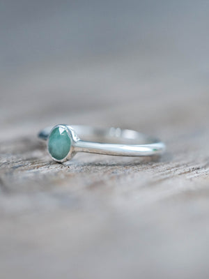 Rose Cut Emerald Ring in Silver