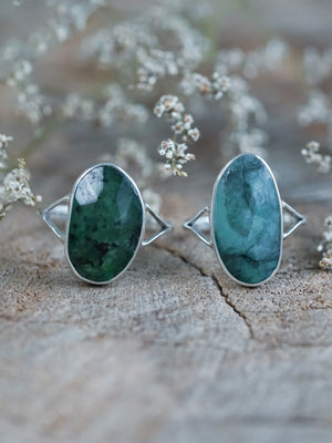 Rose Cut Emerald Rings handmade in Silver