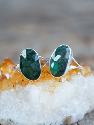 Rose Cut Emerald Rings handmade in Sterling Silver