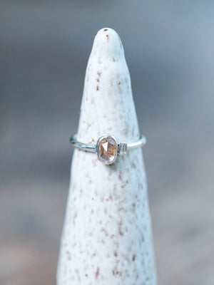 Rose Cut Montana Sapphire and Diamond Engagement Ring in Silver