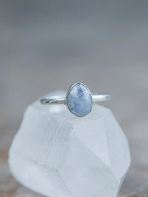 Rose Cut Moonstone Engagement Ring in Silver