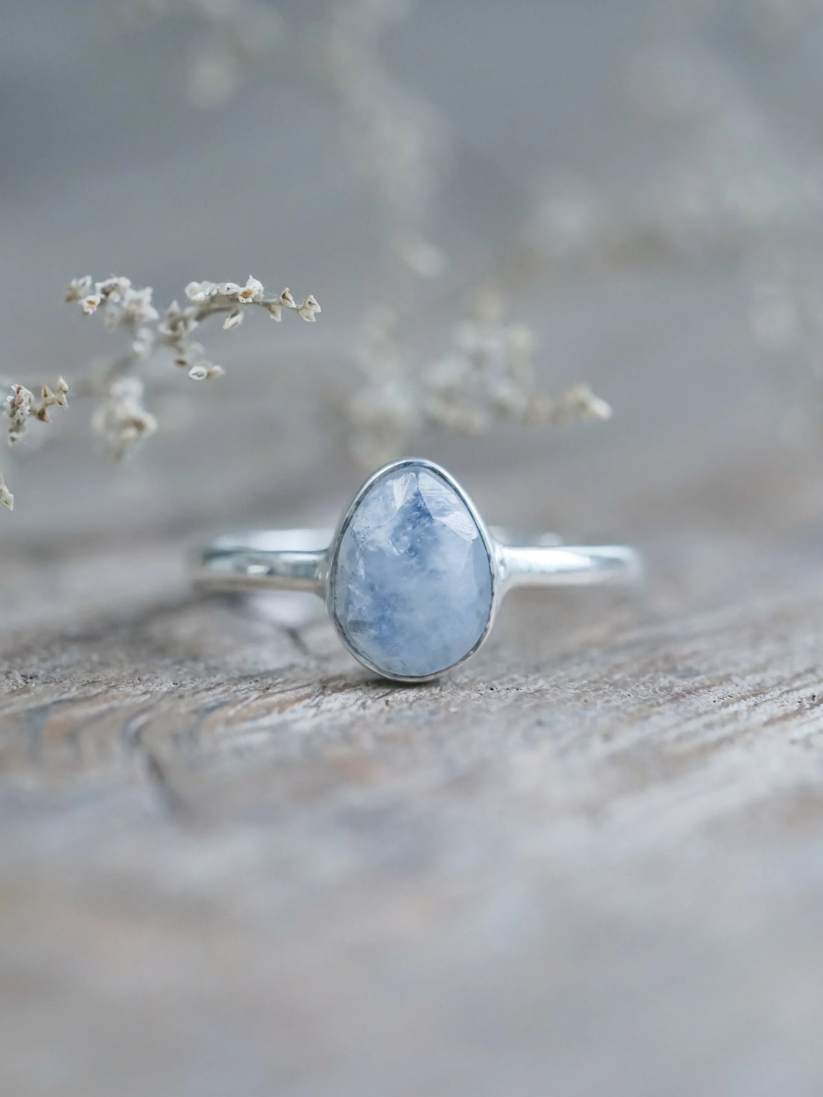 Rose Cut Moonstone Ring in Sterling Silver
