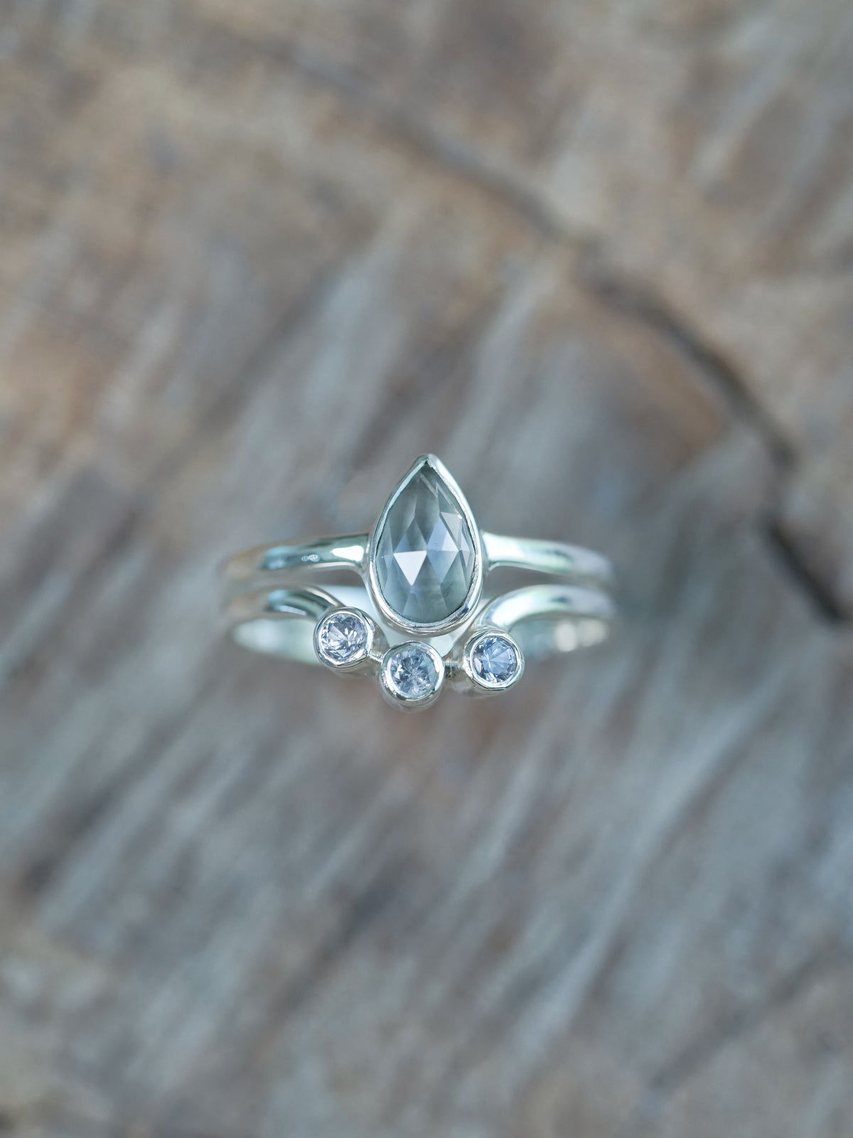 Rose Cut Spinel Ring Set in Recycled Sterling Silver