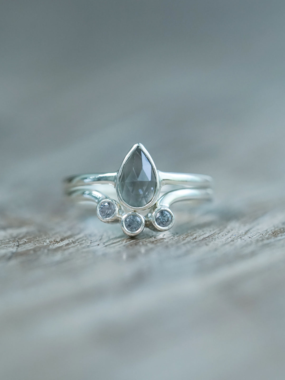 Rose Cut Spinel Ring Set in Silver